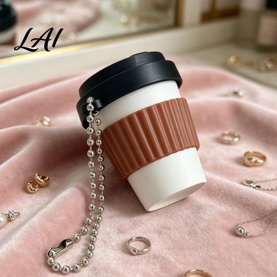 Coffee Cup Shape Clicker 3D Printed Clicker Press Fidget for Finger Stress Relief Backpack Hanging Toy with Ball Chain Relief