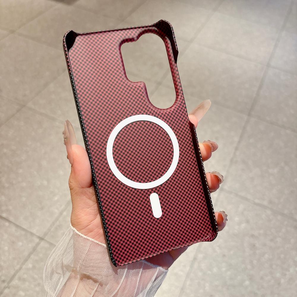 Luxury Carbon Fiber Magnetic Wireless Charge Phone Case For Samsung S26 Ultra S25 FE S24 Plus S23 S22 A57 A56 A55 A17 A16 Cover
