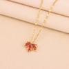 New Fashion Love Memory Red Maple Leaf Pendant Necklace For Women Cute Romantic Female Neck Chain Ladies Stainless Steel Jewelry