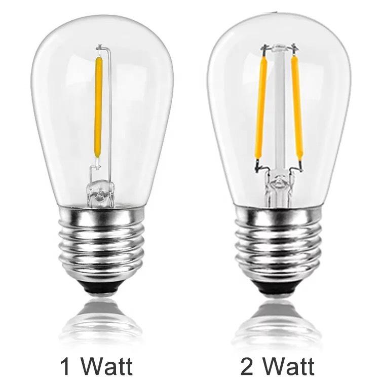 S14 E27 1W 2W LED Filament Light Bulb Energy Saving Lamp for Garden String Lights Retro