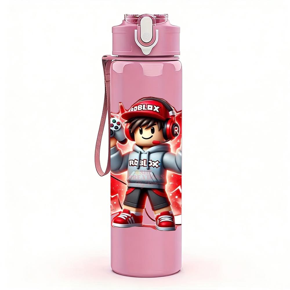 1PC Cartoon Firefighter Hero 750ml Color Plastic Sports Water Bottle Leakproof Flip Straw Lid Suitable for Sports Office Home Use