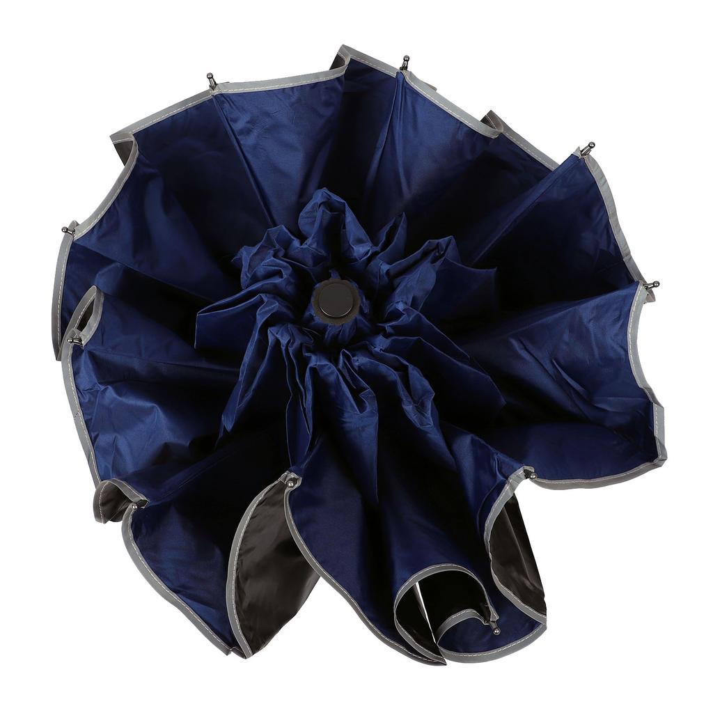 Sonnen-Regenschirm mit Reflexstreifen Manuell 10 Speichen Faltbarer Regenschirm mit LED-Taschenlampe für Reisen