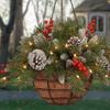 Artificial Pre-lit Gift Ornaments Multipurpose Xmas Flower Basket with White LED Lights for Indoor Outdoor Decoration