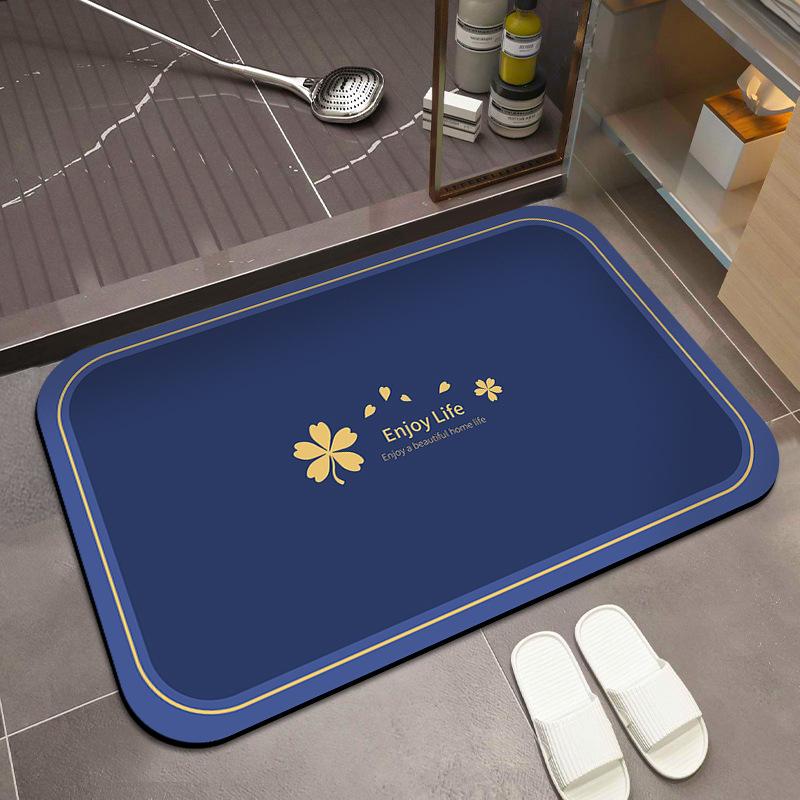 2pcs Diatom Mud Absorbent Floor Mat Non-slip Bathroom Floor Mat Door Washstand Foot Pad Diatom Mud Quick Drying