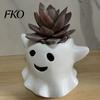 Halloween Style Green Plant Pot Ghost Flowerpot, Waterproof Resin Vase, Spooky Cute Planter Desktop Ornament, for Plants Holiday Decoration
