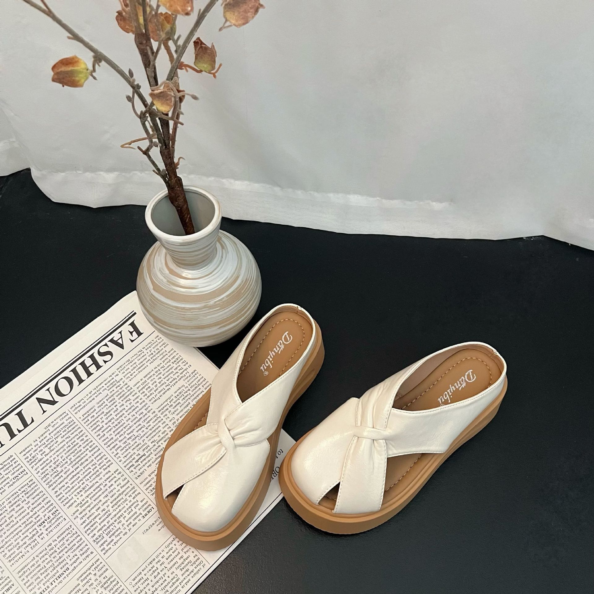 

Summer new thick-soled Mary Jane shoes women wear fashionable and versatile casual soft-soled non-slip bag head slippers 40