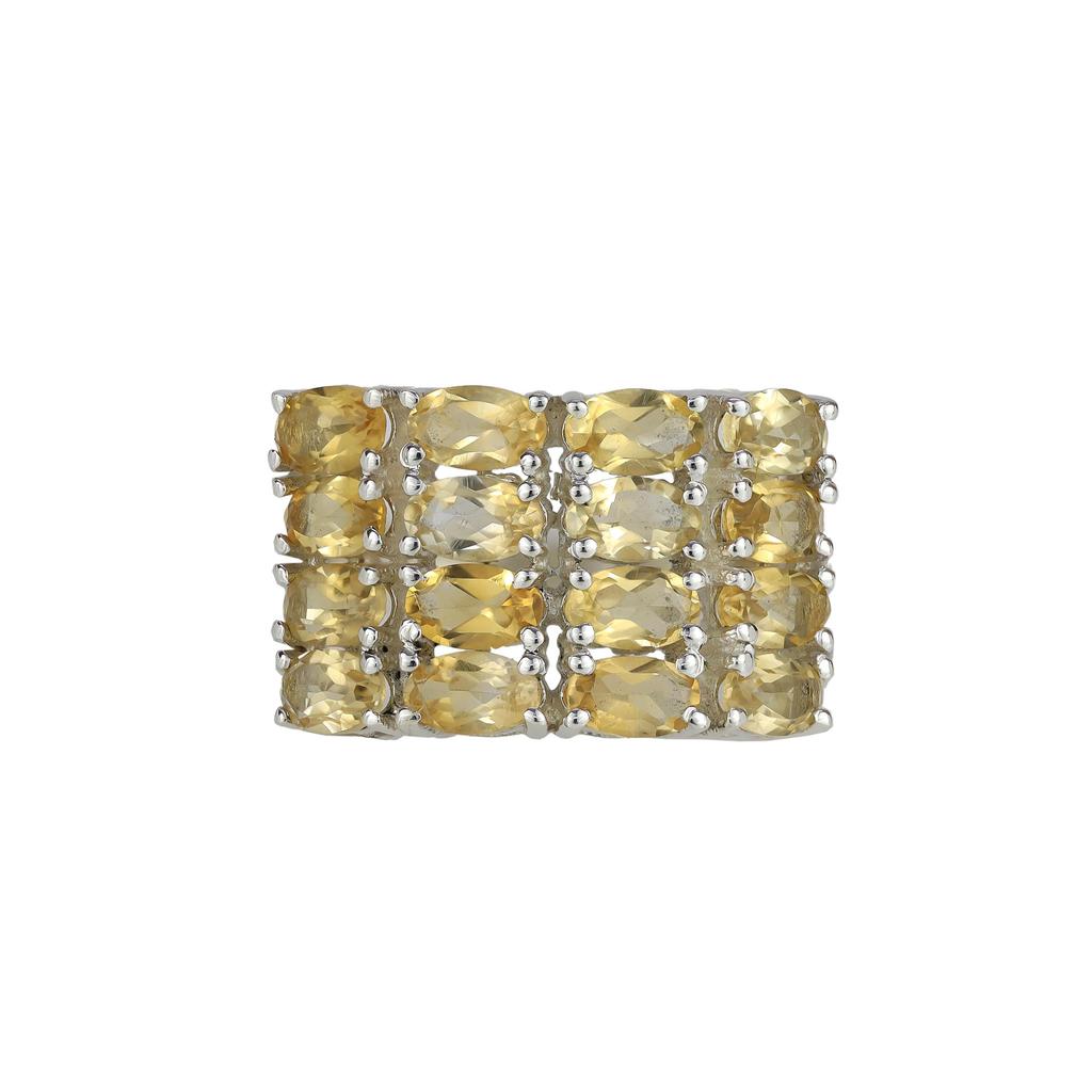 Sterlingsilber Ring mit mehreren Edelsteinen: Granat, Topas, Mondstein