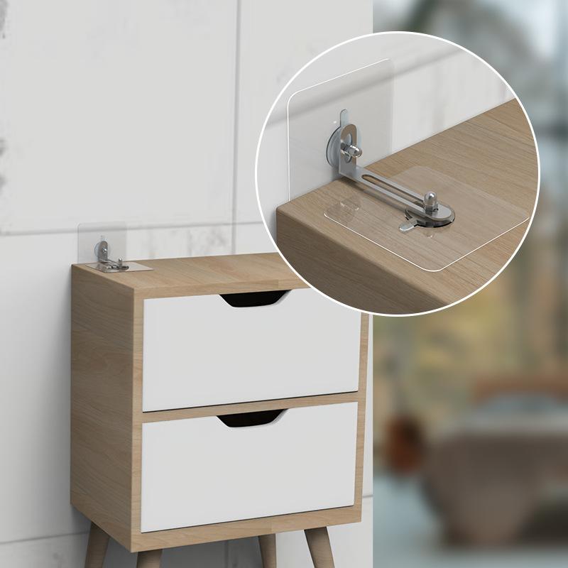 1PC Bookshelf TV Shoe Cabinet Wardrobe Fixed Furniture Safety Anti-dumping Artifact Non-punching Cabinet Anti-dumping Fixer
