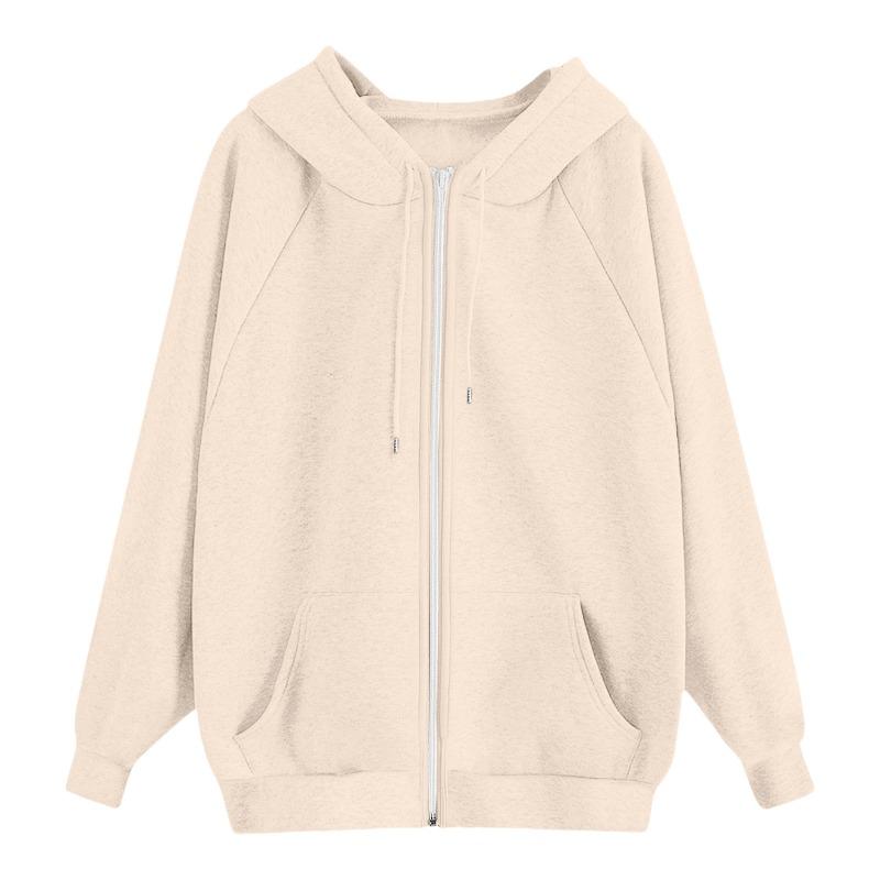 Women's Hooded Sweatshirts Autumn New Lazy Style Casual Loose Zipper Women's Sweatshirts Jackets Fashion Solid Color Streetwear Female Hooded Coats