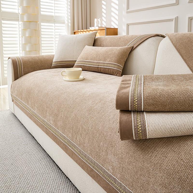 All Season Luxury Simple Anti-Scratch Chenille Sofa Cover Cushion Sectional