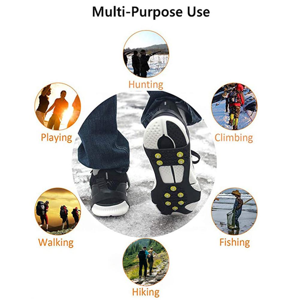 10 Teeth Climbing Crampons Anti-Slip Mountaineering Cleats Unisex Bundled Crampons Walking Hiking Accessories