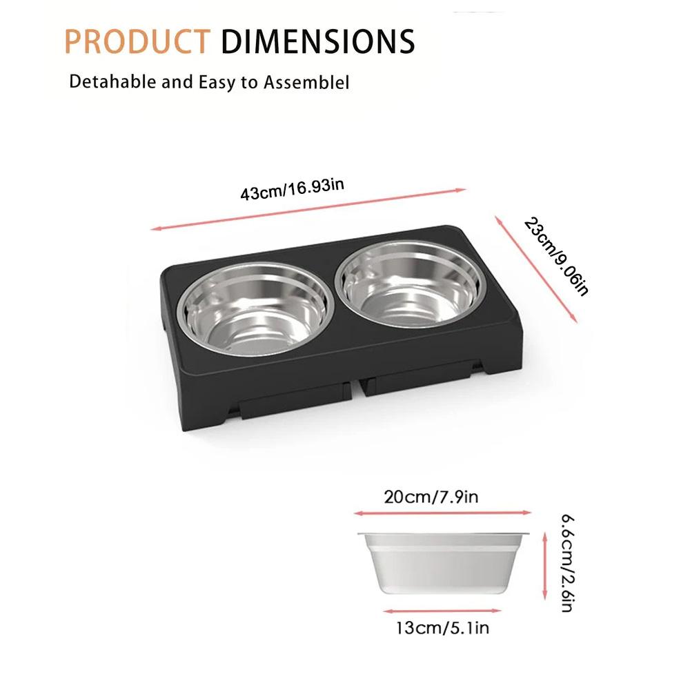 Elevated Dog Feeder Bowls Adjustable Raised Stand with Double Stainless Steel Food Water Bowls Small Medium Large Dogs