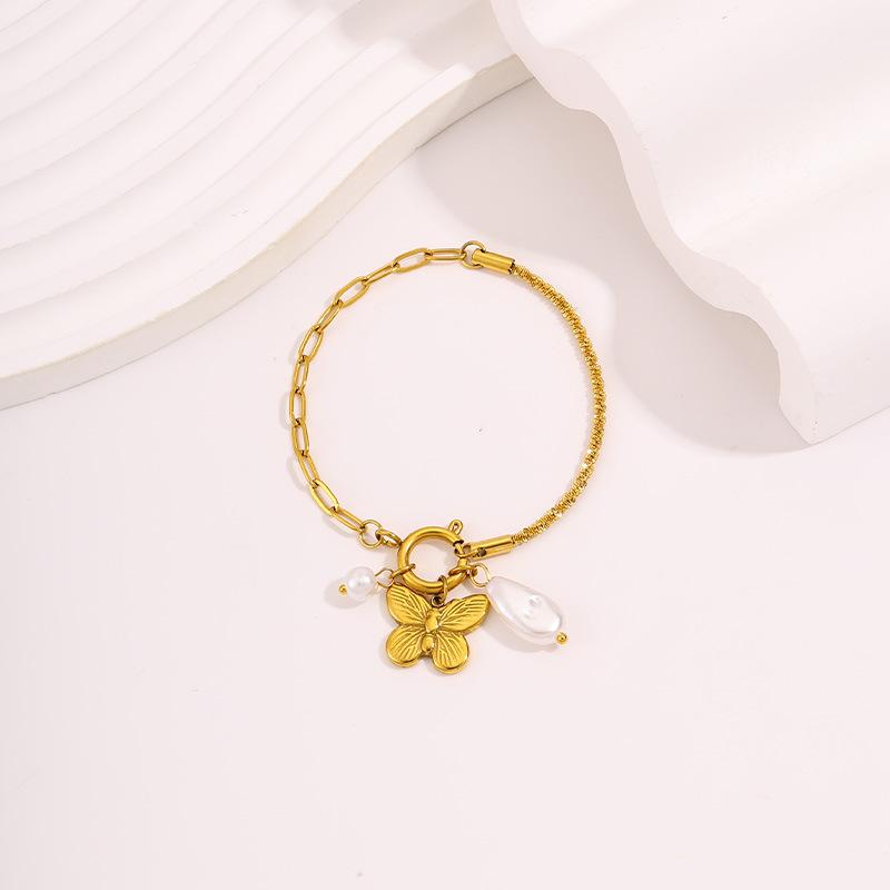 European and American multi-element titanium steel does not fade, light luxury, small fresh love butterfly girl can take a bath