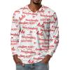 Men's Fashion Printed V-Neck Casual Long-Sleeved T-Shirt Bottoming Shirt Top