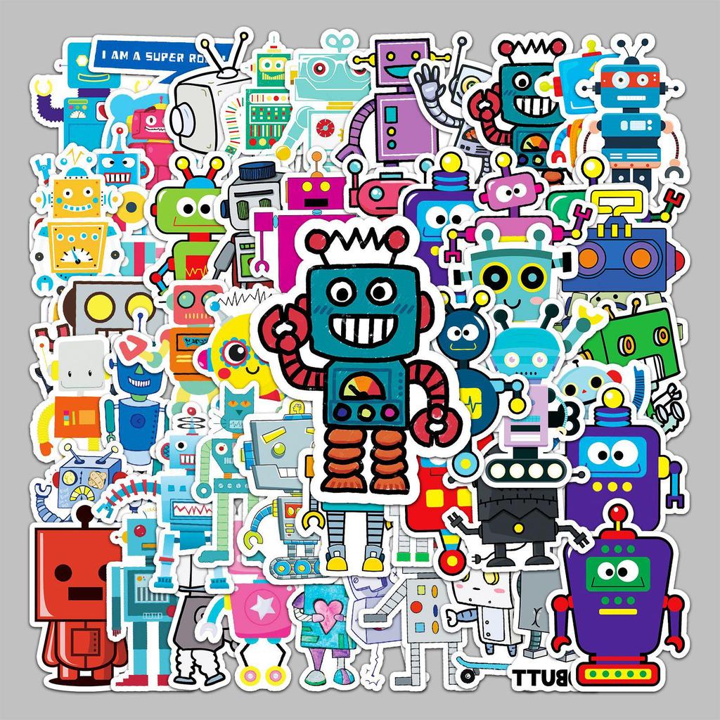 51-Piece Creative Robot Waterproof Graffiti Stickers for Suitcase, Skateboard, Scooter, Computer, Tablet, and Cartoon Decor