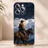 Retro Western Cowboy Pattern Phone Case for iPhone 17 16 16E 15 14 Pro Plus Air 13 12 11 Max Mini Transparent Bumper