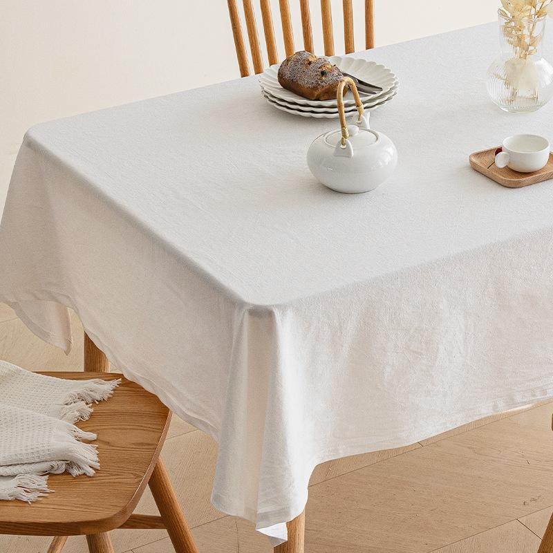 Pure White Linen Cotton Tablecloth Nordic INS Style Fabric Photo Backdrop for Picnic Dorm Dessert Table Cloth Home Decoration