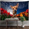 Cartoon Puppy Flower Sea Tapestry Wall Hanging Animal Hippie Tapiz Kawaii Children's Room Art Minimalist Decor
