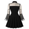 Spring and Autumn Fashion Women's Clothing Dark Mesh Long Sleeved Retro Dress Casual Mid Length Skirt