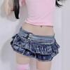Chic Low Waist Denim Mini Skirt for Nightclub & Dance