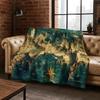 Retro Nautische Karte Kompass Schatzkarte Flanell Decke, Gemütliche Weiche Überwurfdecke für Zuhause Schlafzimmer Bett Sofa Abdeckung Geschenk Kinder