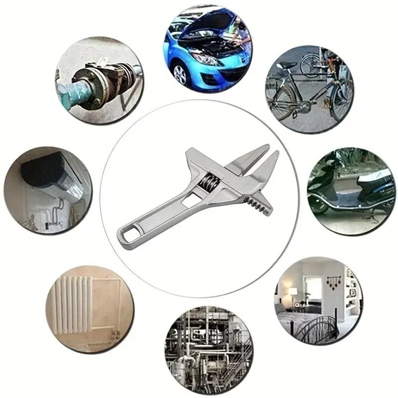 Multi Functional Bathroom Water Heating Wrench, Large Opening Aluminum Alloy Short Handle Adjustable Wrench, Water Pipe Faucet W