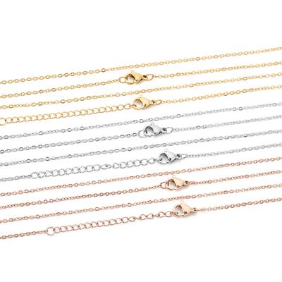 AHKNORMAILCUI 5pcs/Lot Stainless Steel 1 1.5 2mm Rolo Link Chain Necklace Gold 40 45 50 60CM Long Chain Lobster Clasp Necklace