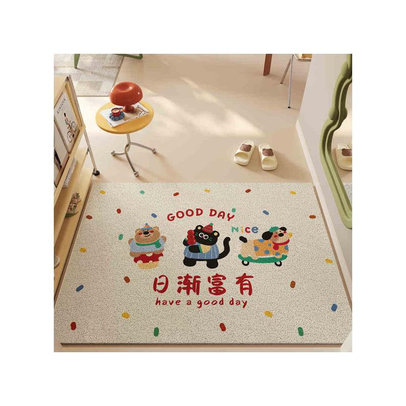 Cartoon Graffiti Home Floor Mat Household Scraping Mud Rubbing Soil Dirt-Resistant Foot Mat Entrance Easy To Take Care Of Silk Ring Floor Mat