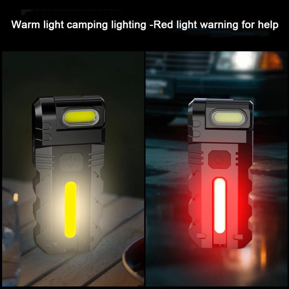 Pocket LED Flashlight Multifunctional Outdoor Torch USB-C Rechargeable Camping Work Light Powerful Lantern Emergency Lamp