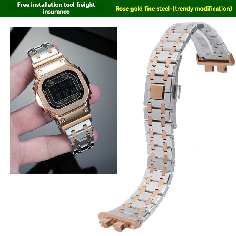 For G-SHOCK Casio Small Silver Block 3459 GMW-B5000 GM-B2100 Series Modified Stainless Steel Men's High Quality Watch Strap