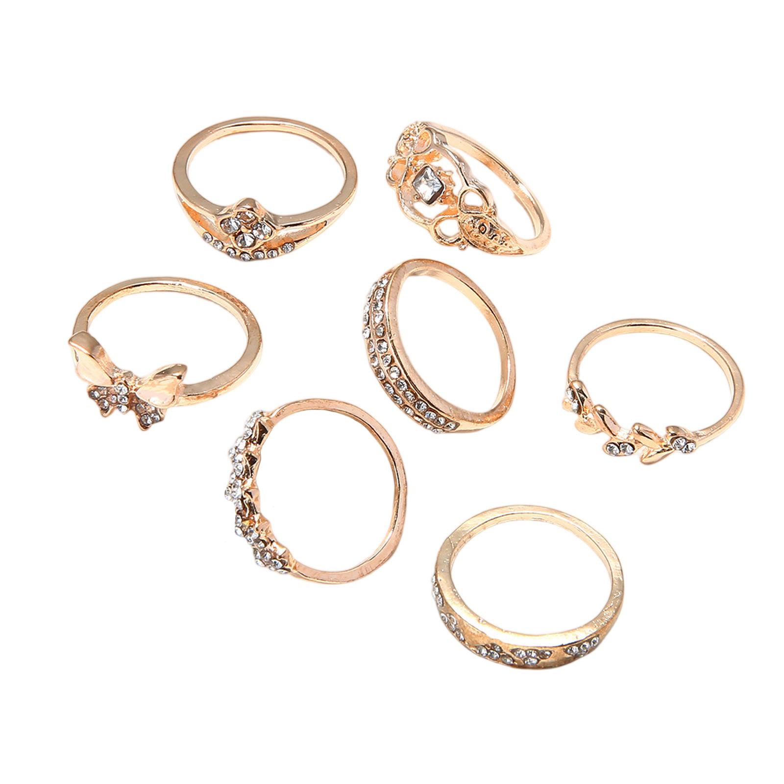 

Модный женский набор из 7 колец - Женское кольцо Металлическое кольцо Глянцевое кольцо Металлическое кольцо Праздничный подарок One Size золотой