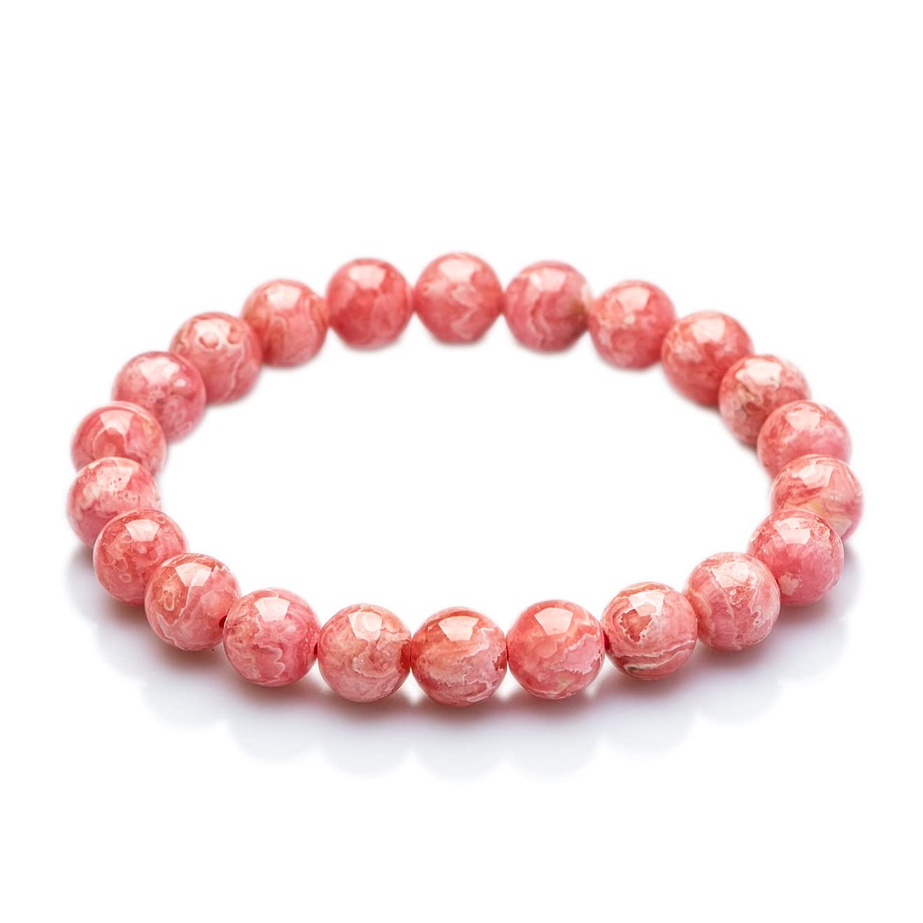 

High Quality Natural Rhodochrosite Inca Rose Marriage Love Luck Cosmetic Box Included Identified Natural Stone Bracelet [Kyojudo] (8mm) рожевий