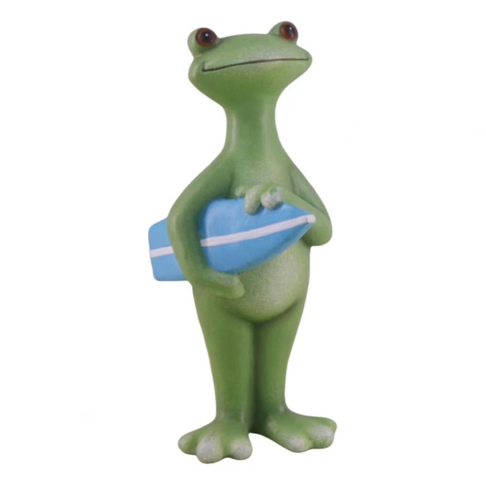 

Resin Vacation Frog Statue Cute Style Swimming Frog Figurine Animal Sculpture Beach House синий
