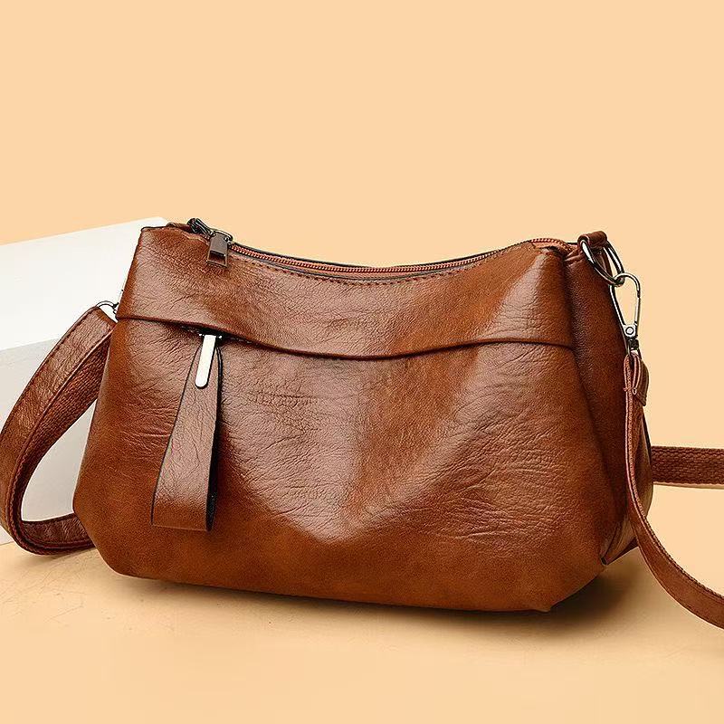 2026 New Large Capacity Multi-layer Women's Soft Leather Mom Versatile Fashion One Shoulder Crossbody Women's Bag