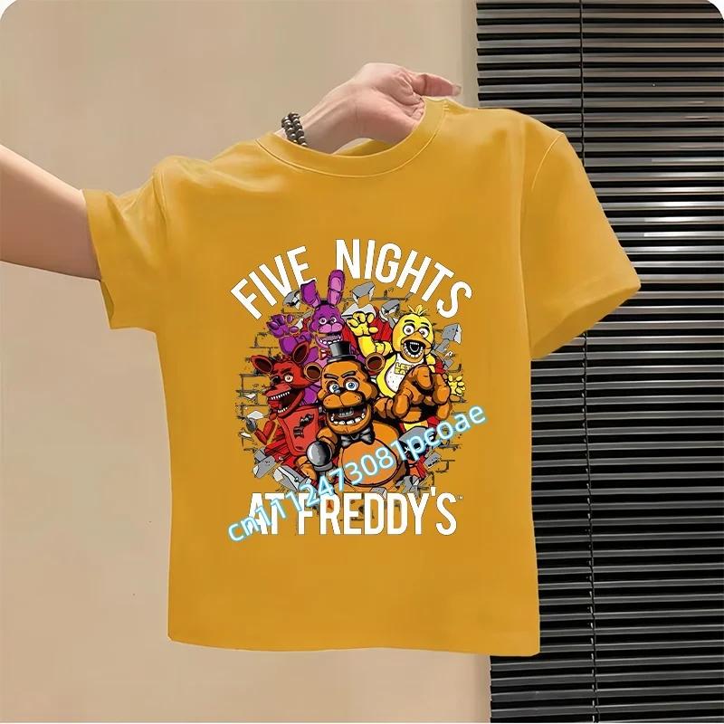 2026 T-shirt per Bambini Five Nights At Freddys Cartone Animato T-shirt Grafica FNAF Top Sportivi Casual per Bambini Maniche Corte Abbigliamento per Bambini