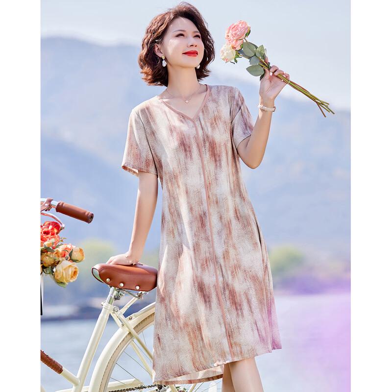 Paster Women s V-Neck Printed Chiffon A-Line Midi Dress 3XL