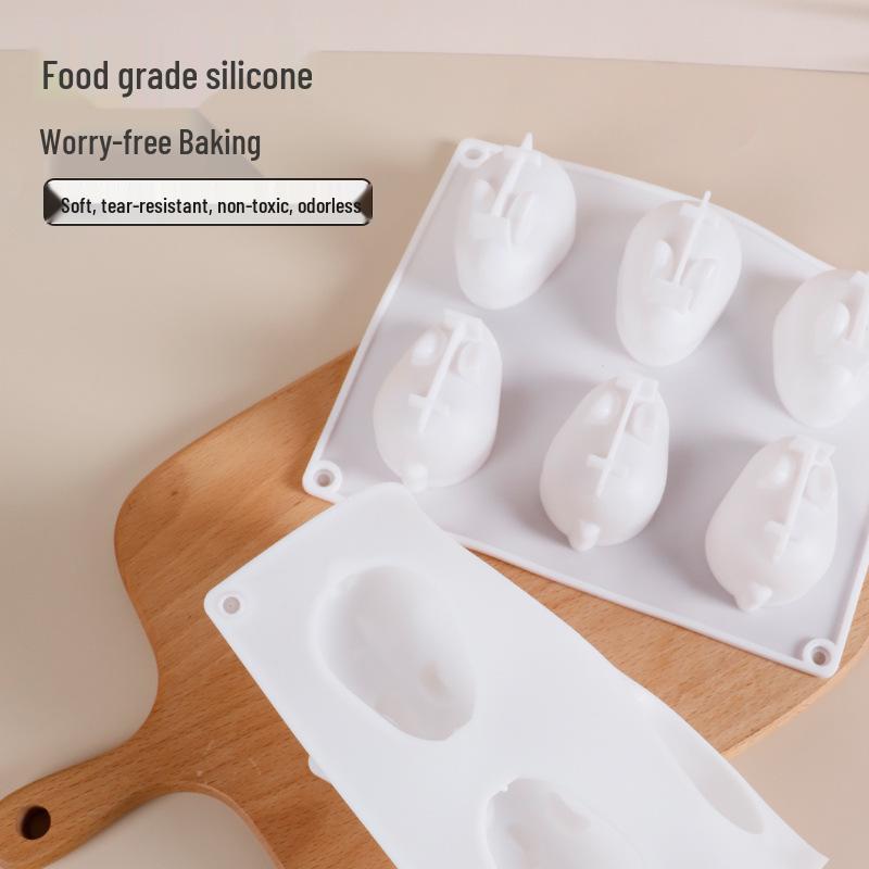6-Cavity Little Rabbit Silicone Mold for Halloween Chocolate and Cake Baking
