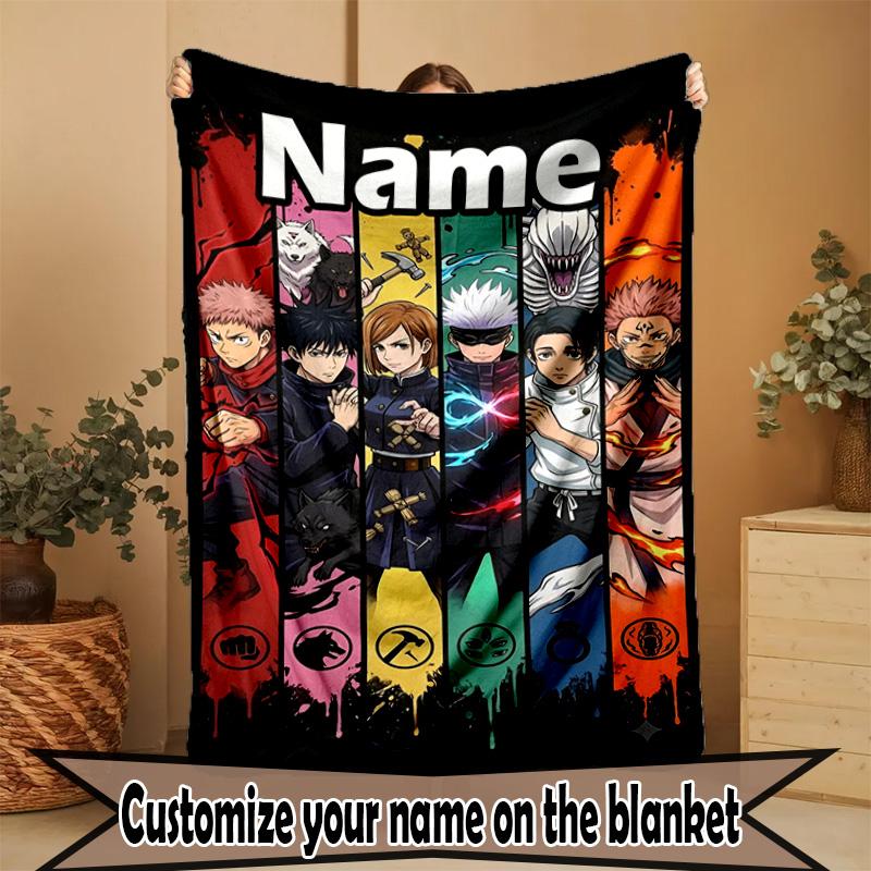 Custom Name Personalized Jujutsu Kaisen Print Blanket, Home Decor, Bedroom, Sofa, Camping, Couch, Gifts for Birthday ChristmasEnthusiasts