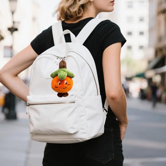 Good Luck Persimmon Plush Keychain Cute Soft Stuffed Fruit Pendant for Bags Backpacks Lucky Phone Charm Adorable Gift for Couples Friends