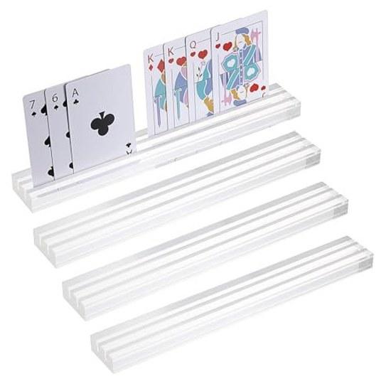 Card Game StandBoard GameClear Trump StandAcrylic HolderDouble SlotHanafuda Stand2-Channel GrooveTransparentSet 4