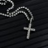 Punk Hip Hop Rhinestone Cross Pendant Necklace for Women Men Bling Iced Out Crystal Chain Choker Necklace Jewelry On The Neck