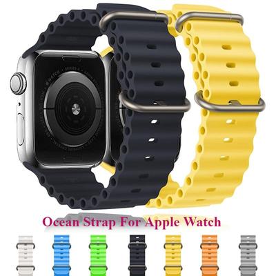 Pasek oceaniczny do paska do Apple Watch Ultra 49mm 45mm 41mm 44mm 40mm 42mm 38mm silikonowa bransoletka Correa iWatch Ultra seria 7 6 5 4 3 2 1 se 8