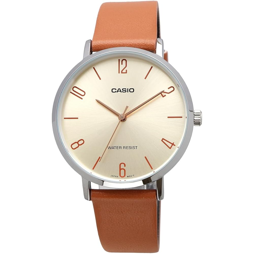 Casio LTP-VT01L-5B Quartz Women's Watch Light Brown Leather Strap Imported Model
