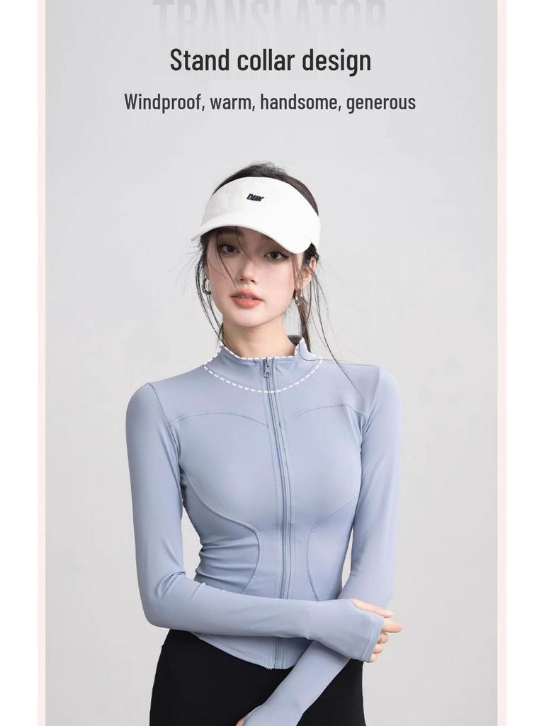 Women's Plus Velvet Sports Jacket - Slimming, Versatile Yoga Wear, High-End Feel, Warm Top for Running & Fitness
