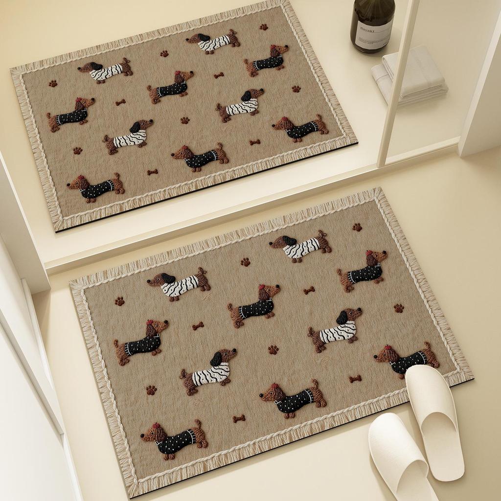 Cartoon Cute Quick-Dry Non-Slip Bathroom Mat - Absorbent, Dirt-Resistant, Easy-to-Clean Diatomaceous Earth Design.