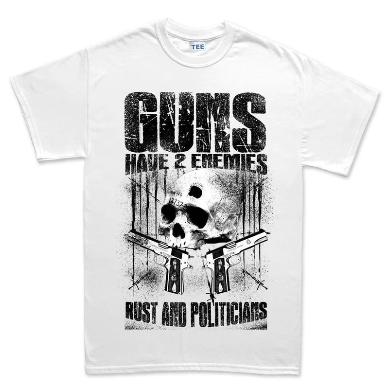 Skull Guns Cotton TShirt Streetwear Grunge Unisexs Fitness Muscle White T Shirt Graphic Tee S