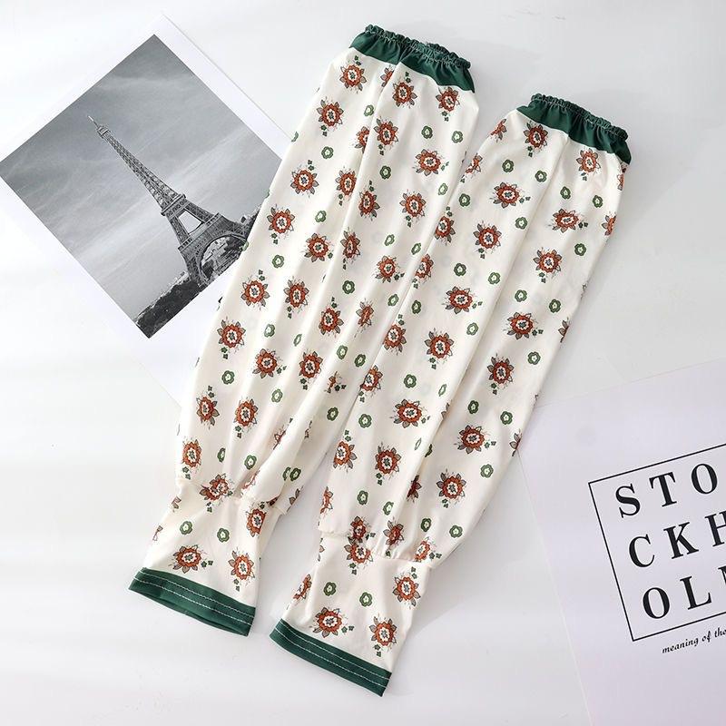 Floral Ice Silk Sun Protection Arm Sleeves Oversized Women Casual Driving Cycling Breathable Loose Outdoor Cooling Arm Covers