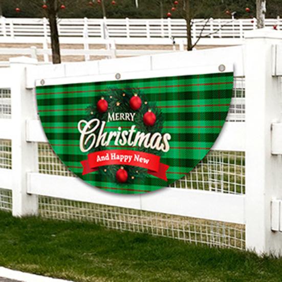 Hanging Flag Fancy Exquisite Patterns Washable Hanging Flag Christmas Fan-shaped Flag Hanging Flag for Festival