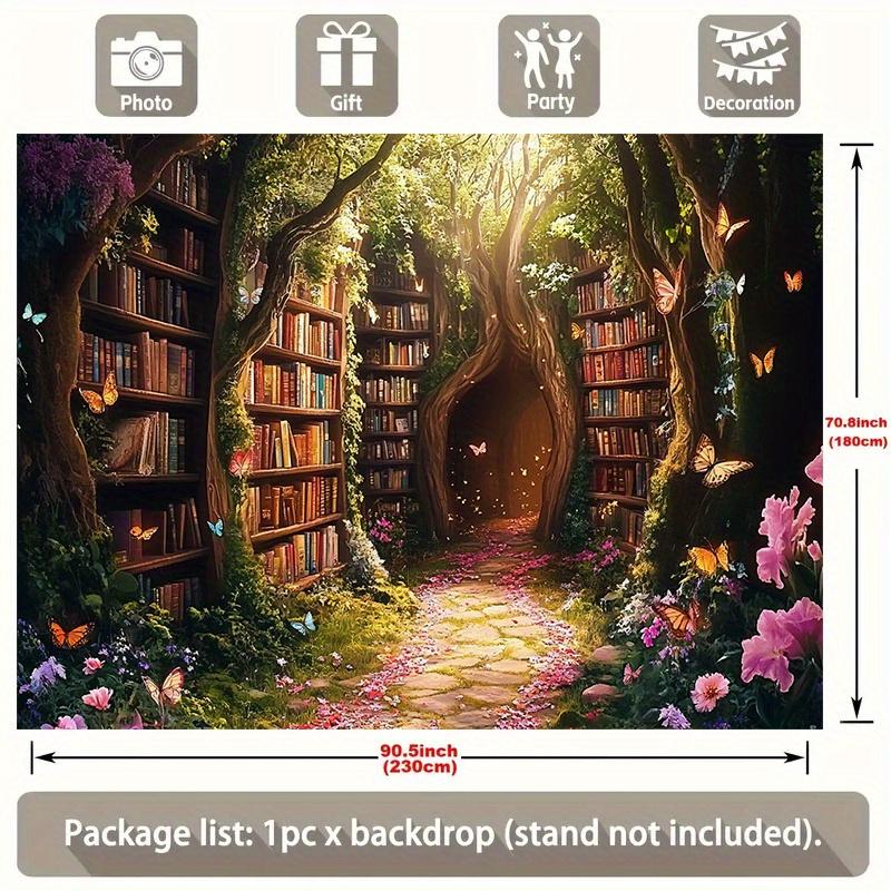 1 Piece of Polyester Background from the Magic Forest Library - Vibrant Wall Decoration Fantasy Decoration and Book Decoration