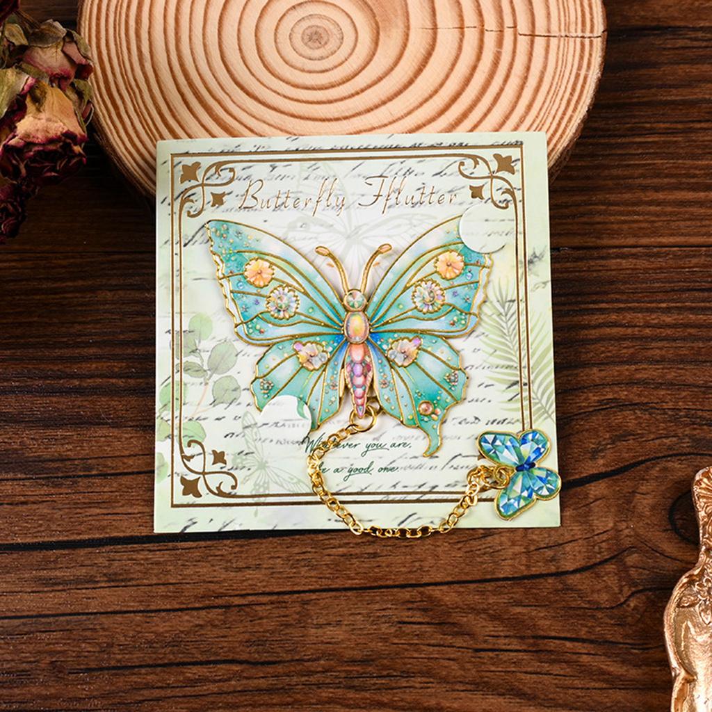 Elegant Butterfly Shape Metal Bookmarks with Chain Pendant Books Page Marker Reading Aid for Book Lover Readers Writers